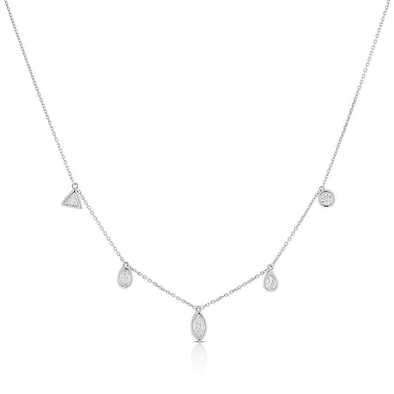 Fancy Shape Diamond Dangle Necklace in 14K White Gold