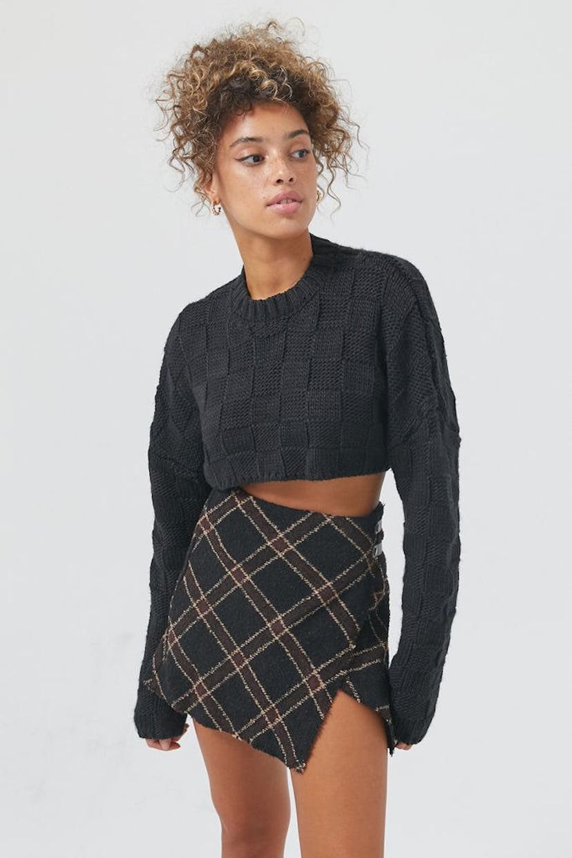 UO Huntley Wool Wrap Mini Skirt