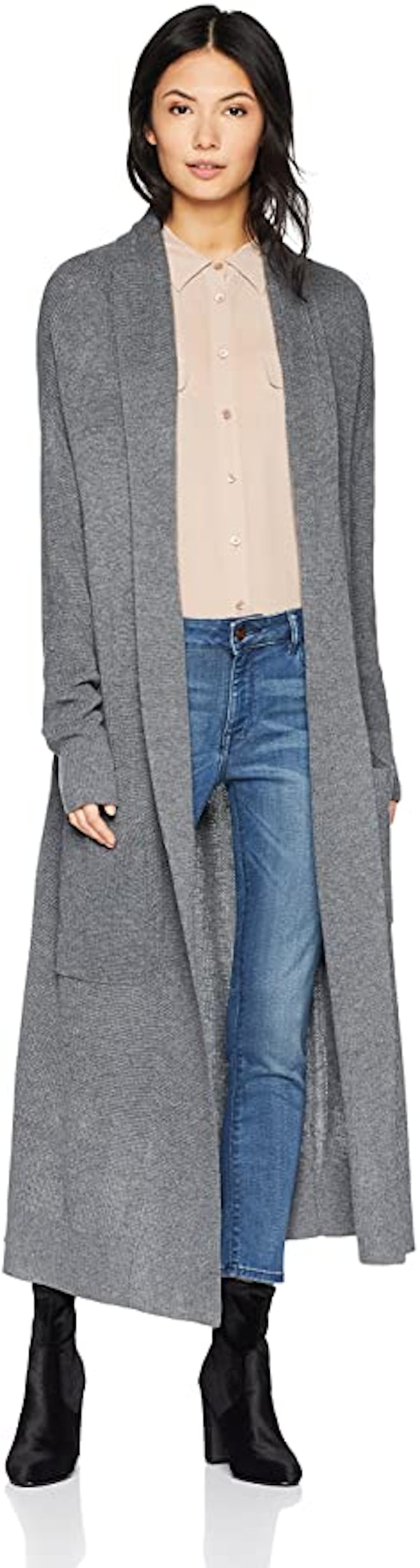 Cable Stitch Open Placket Long Cardigan