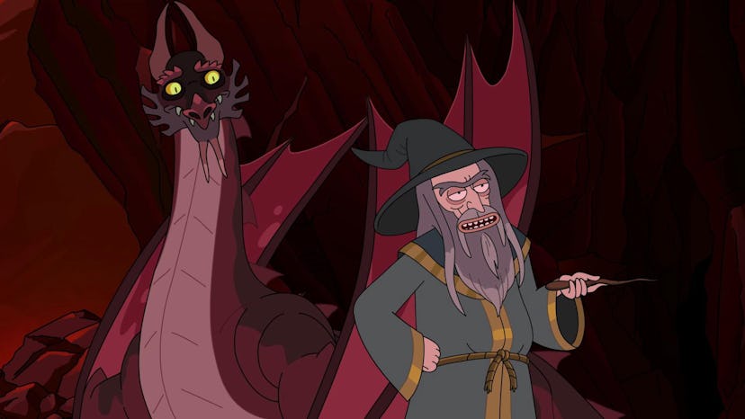 rick and morty season 4 claw and hoarder dragon wizard