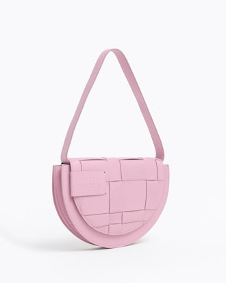 Pink Leather Braided Bag