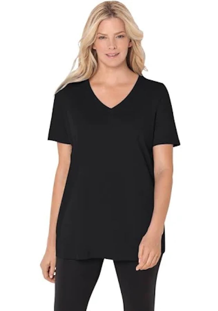 Woman Within Perfect Short-Sleeve V-Neck Tee