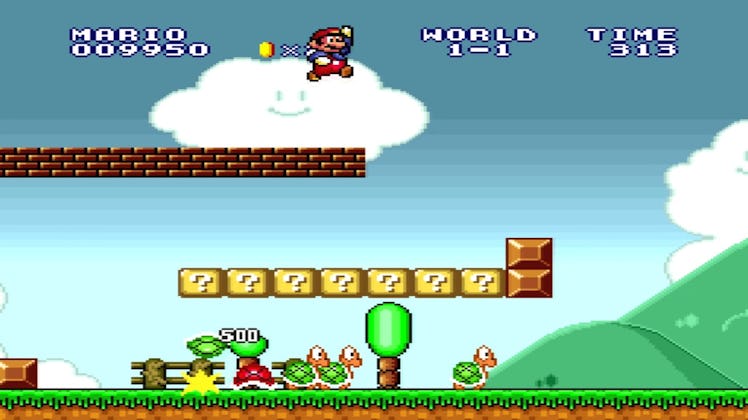 Mario jumping in Super Mario