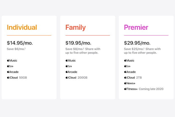 Apple One rolls up the company's various subscription services into one monthly bill. 