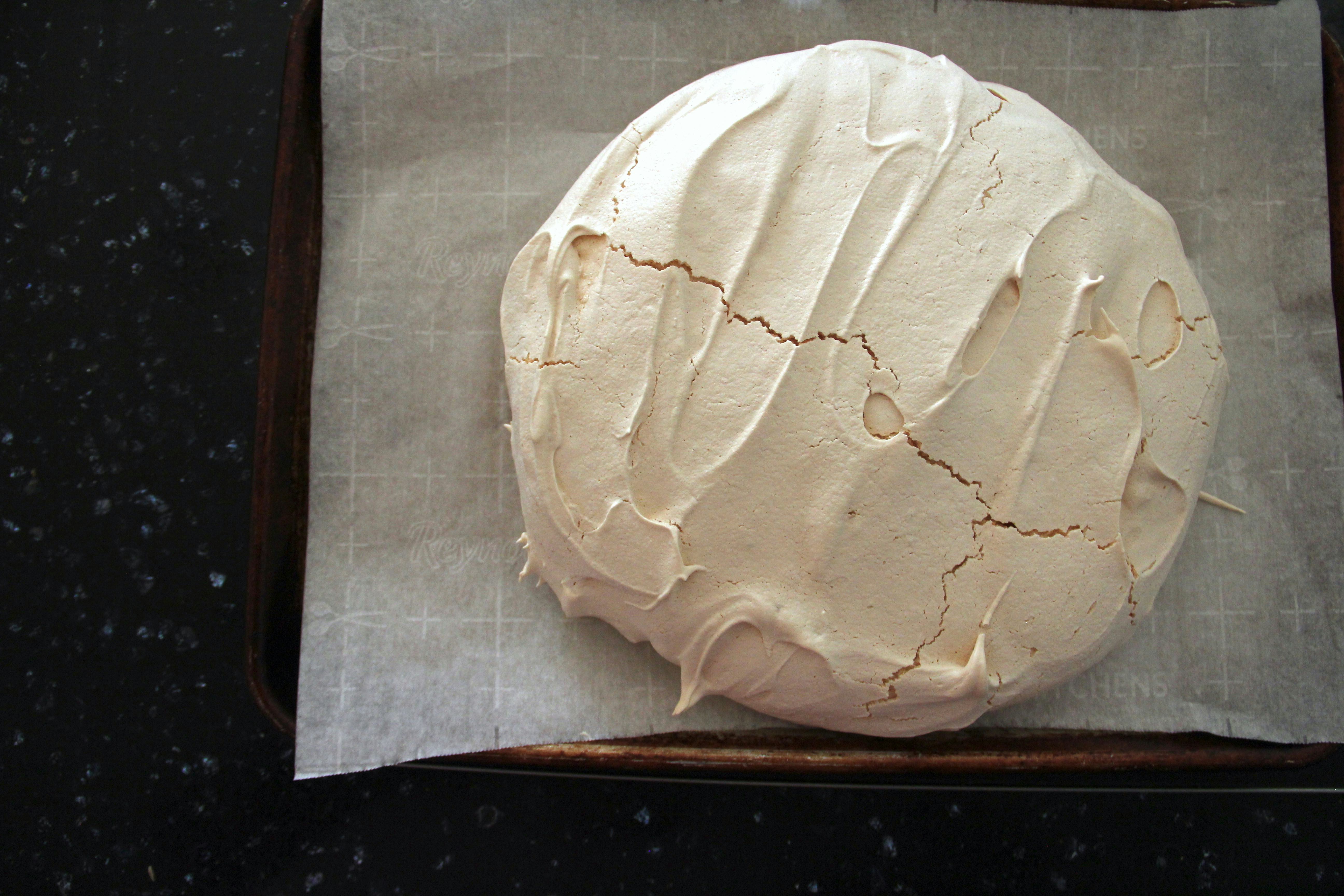 Fluffy meringue on parchment paper 