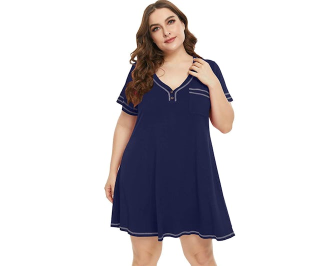 LARACE V-Neck Nightgown With Pocket