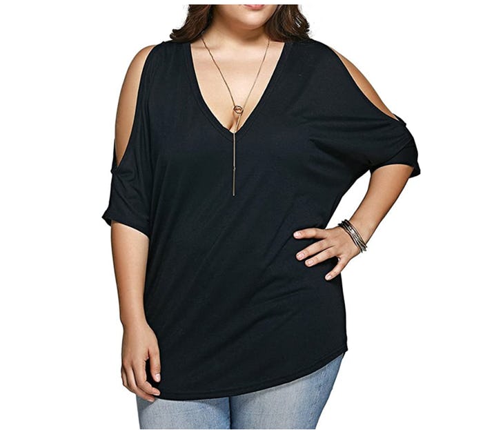 Allegrace Plus Size Cold Shoulder Top