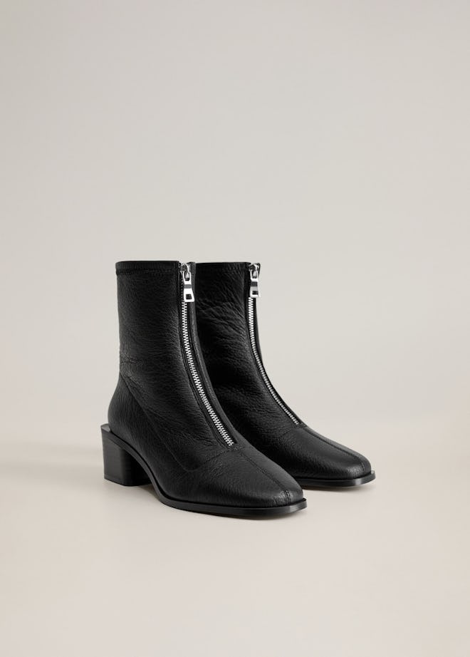 Zipped Leather Ankle Boots