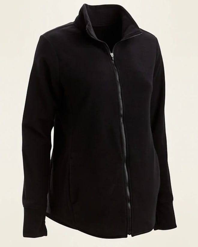 Maternity Go-Warm Performance Fleece Zip-Front Jacket in Black