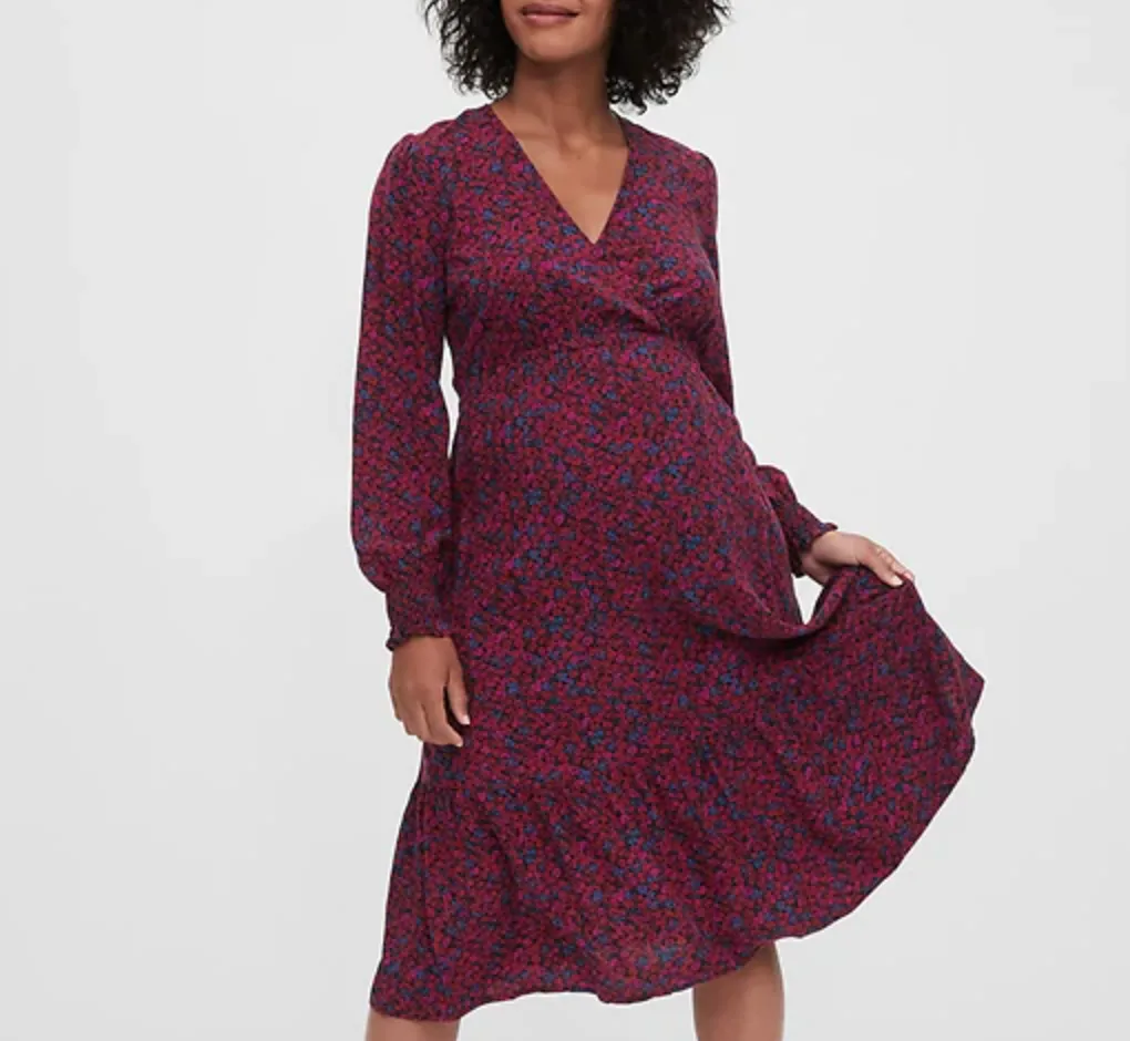 burgundy floral maternity dress Adoria Burgundy Floral Velvet Maxi - DM Exclusive - Restocked