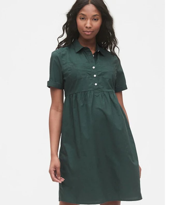 Maternity Utility Dress in Olive