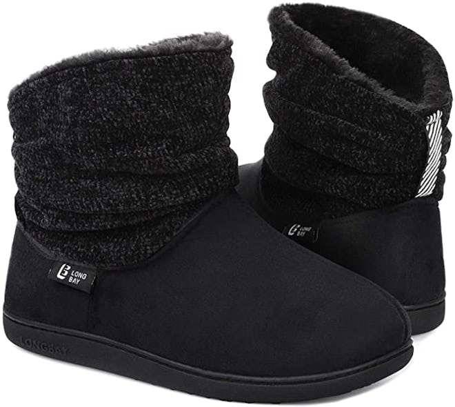 LongBay Women's Warm Chenille Knit Bootie Slippers