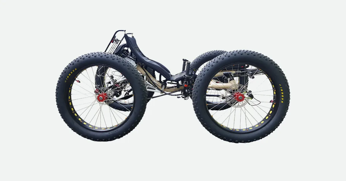 fat tire electric recumbent quad four wheels bicycle TrikExplor 424e Adaptive Bikes Wheel Ice Cream Bike The collector's dream- the beautiful