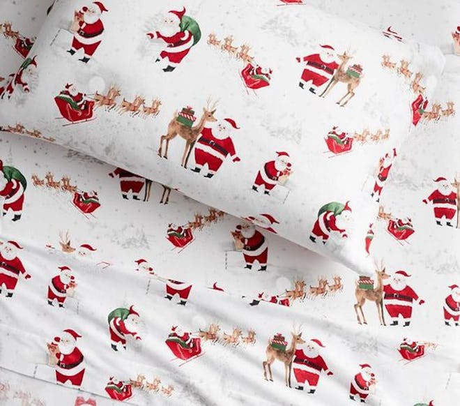 Organic Flannel Heritage Santa Sheet Set & Pillowcases