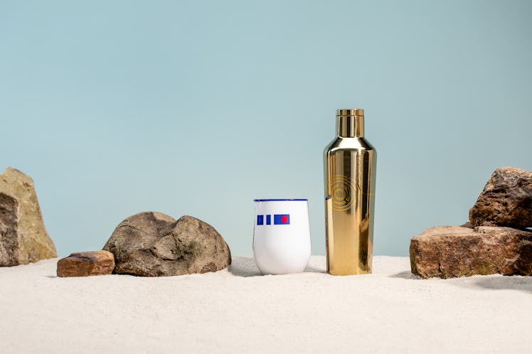 'Star Wars' Corkcicle tumblers sit on some sand.
