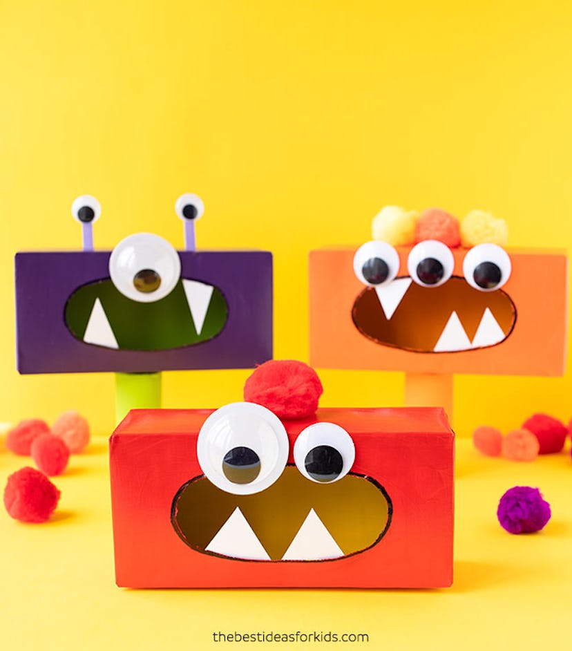 Turn tissue boxes into little monsters with some crafts.