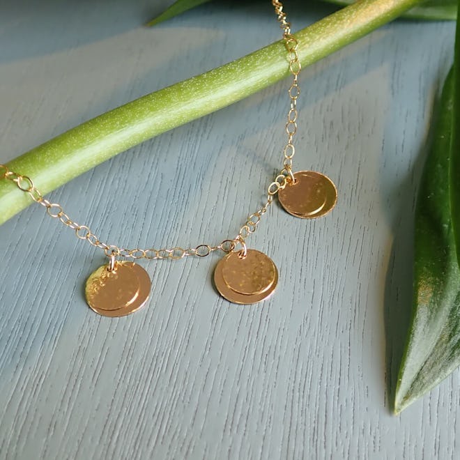 Gold Three Layered Disc Necklace