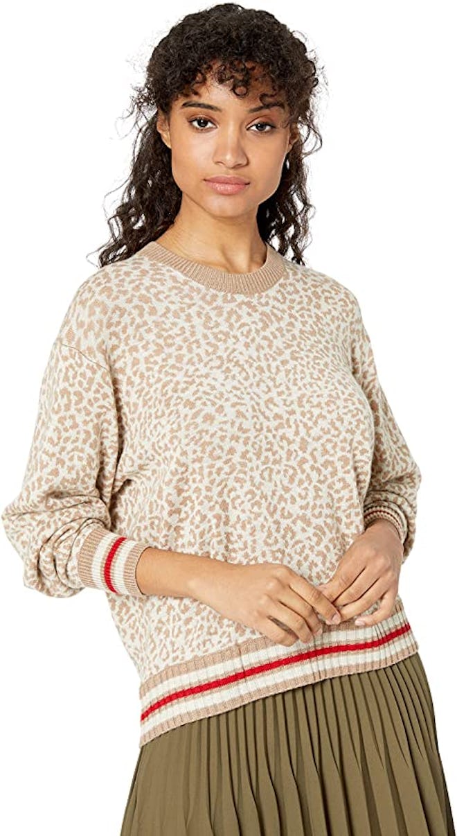 Splendid Cashmere Blend Leopard Pullover Sweater