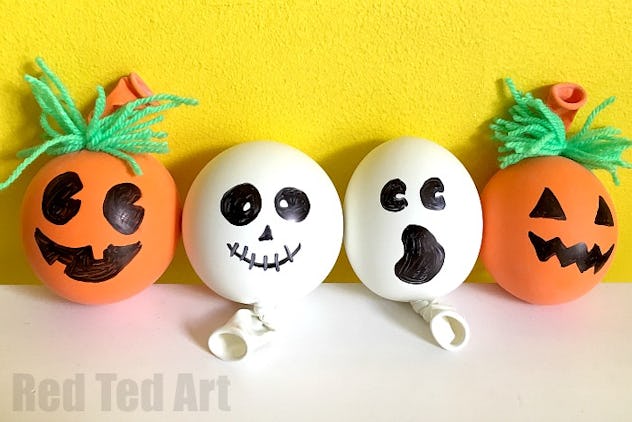 You can turn balloons into squishy pumpkins and ghosts.