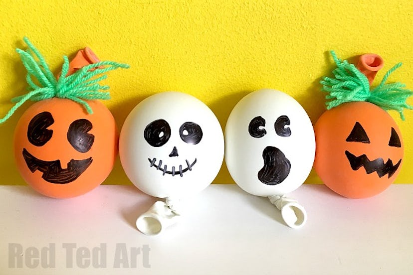 You can turn balloons into squishy pumpkins and ghosts.