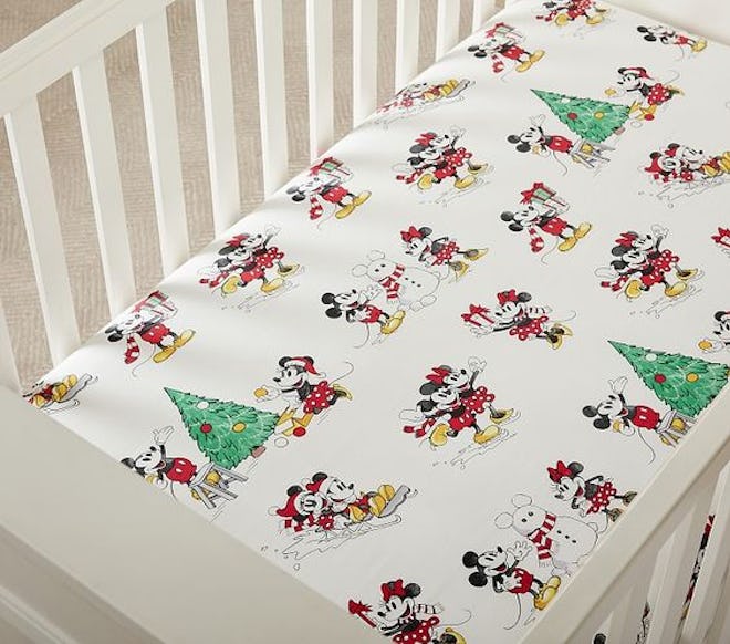 Disney Mickey Mouse Holiday Organic Fitted Crib Sheet