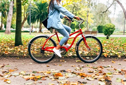 Young woman bike riding