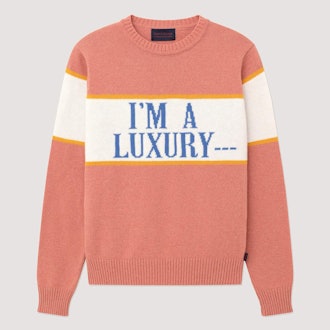 Women's "I'm A Luxury" Sweater from Gyles & George x Rowing Blazers.