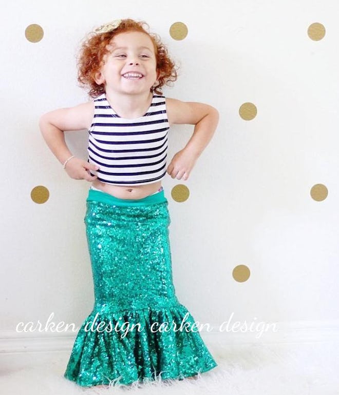 A mermaid tail that can be worn with a bathing suit or tank top is a good warm weather Halloween cos...