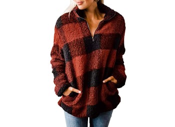 ZESICA Plaid Pullover