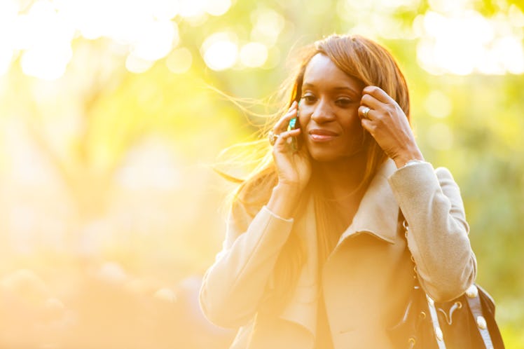 Worried woman on phone