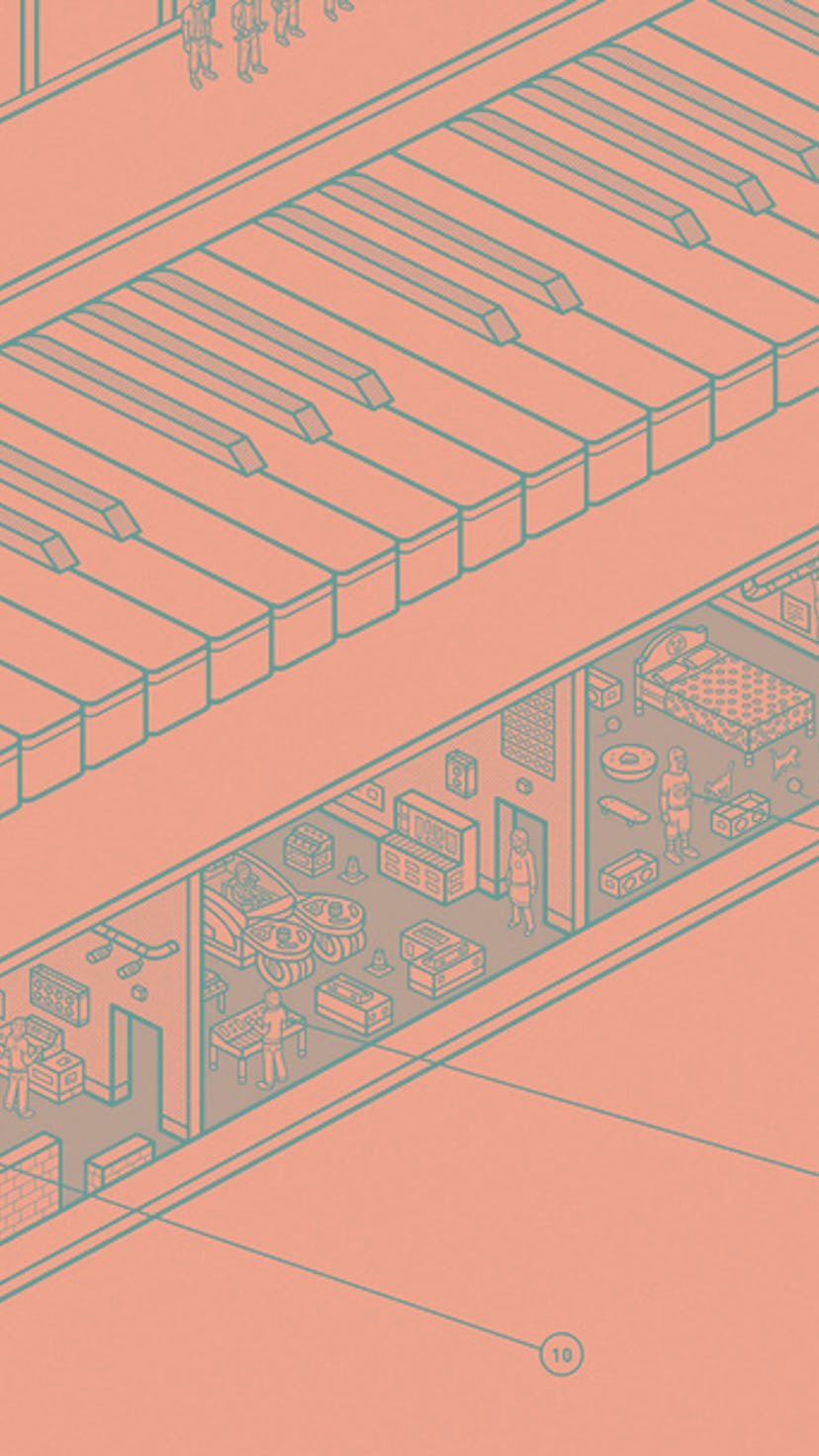 Cutaway illustration of a Moog synthesizer