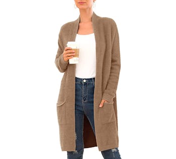 QIXING Open Front Knit Cardigan