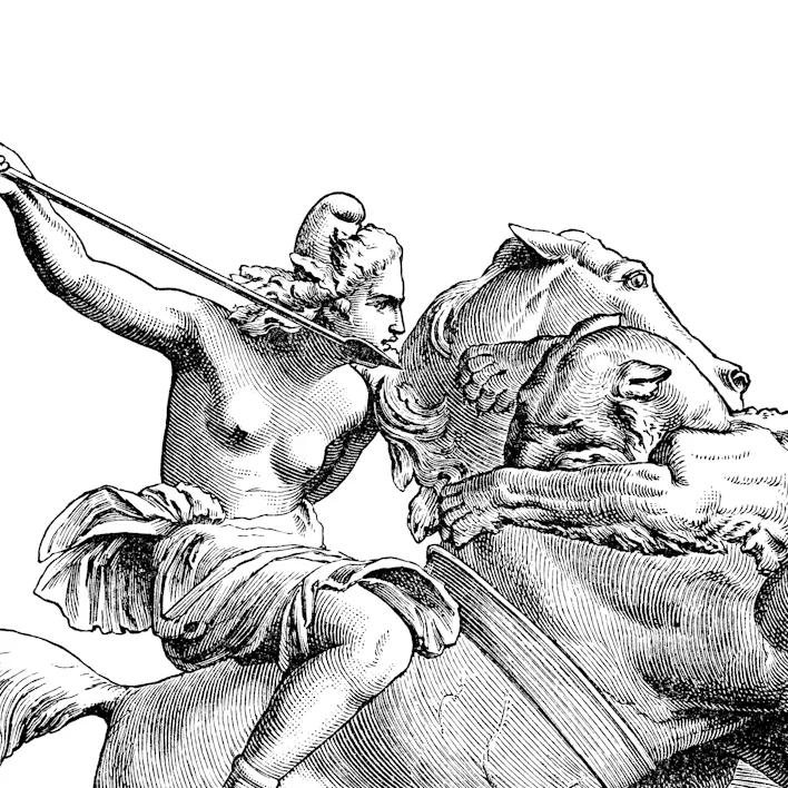 A sketch of a Scythian warrior woman