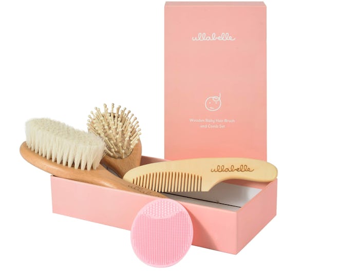 Ullabelle Wooden Baby Hair Brush And Comb Set (4-Pieces)
