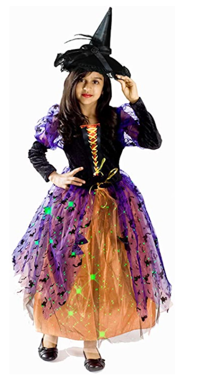 Light Up Witch Costume for Girls with Black Hat