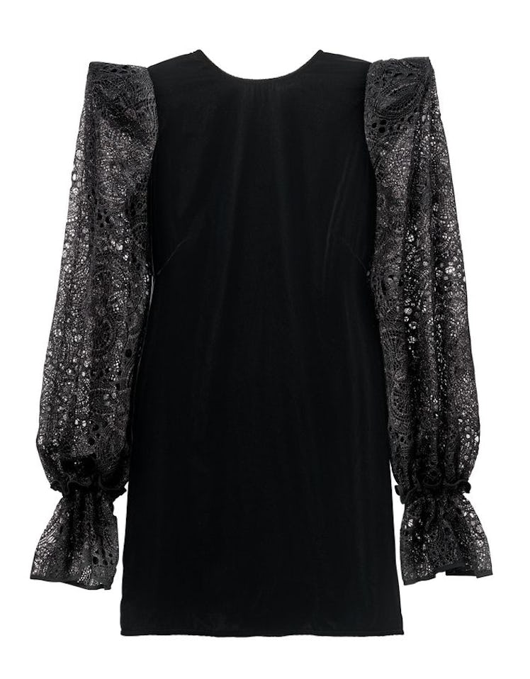 H&M x the Vampire's Wife Black Velvet and Lace Sleeve Dress