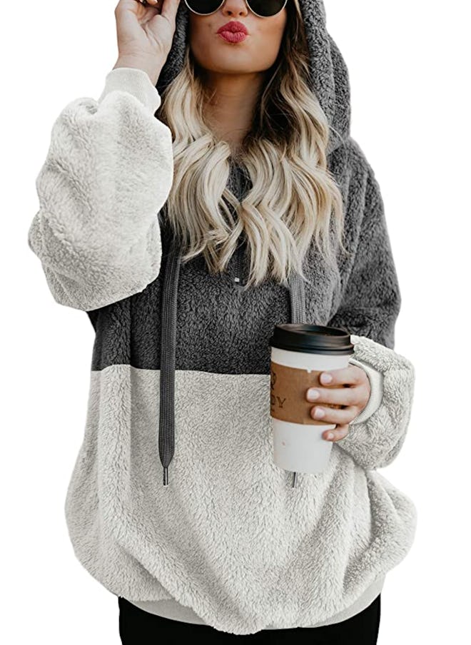 This fuzzy hoodie is one of the best warm sweatshirts.