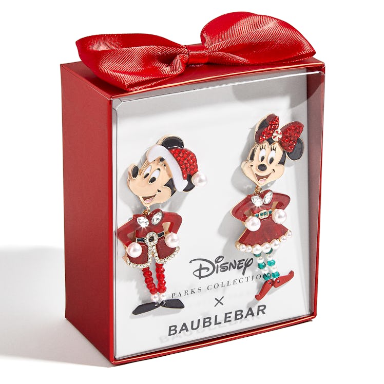 Santa Mickey and Minnie Mouse Holiday Earrings by BaubleBar