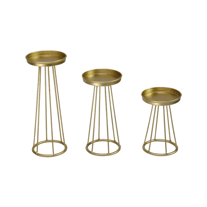 Stratton Home Decor Set of 3 Gold Metal Soho Candlestick