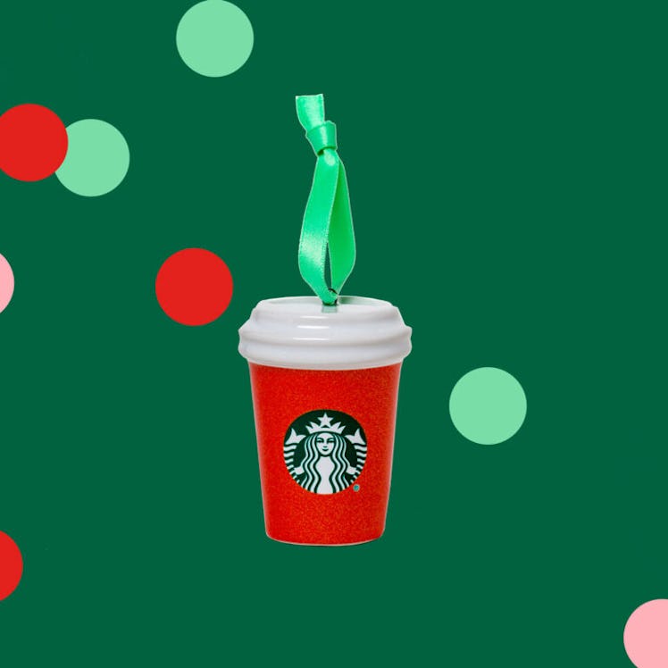 Starbucks' has new holiday merch, including a red cup ornament.