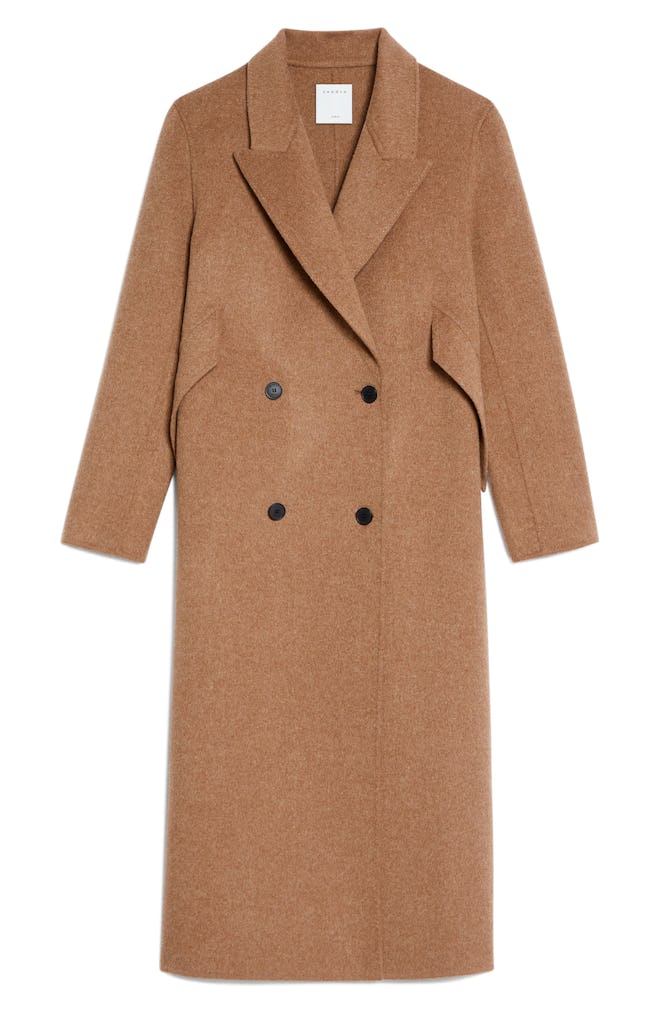 Sandro Double Breasted Wool Blend Coat