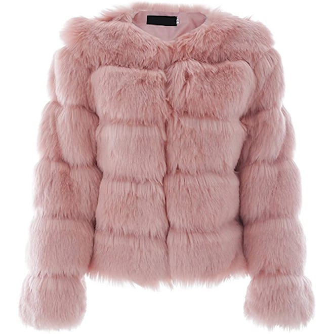 Simplee Women Fluffy Faux Fur Short Coat
