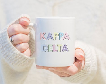 KD Kappa Delta Pastel Letters Outline Mug Sorority Coffee Mug