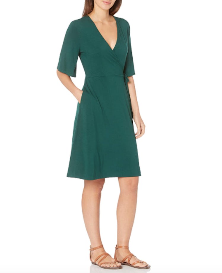Amazon Essentials Women's Kimono Sleeve Faux Wrap Dress
