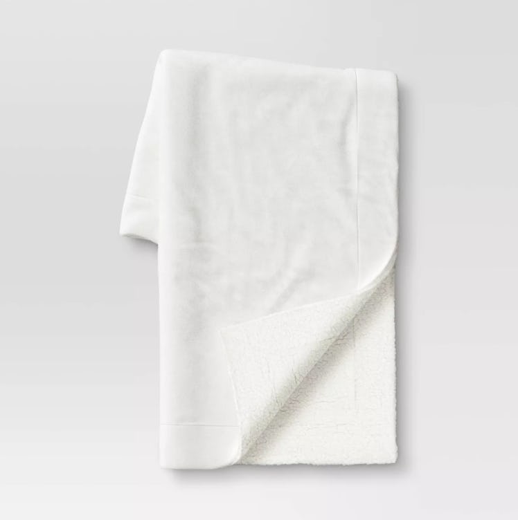 50"x60" Solid Plush with Sherpa Reverse Throw Blanket - Wondershop™