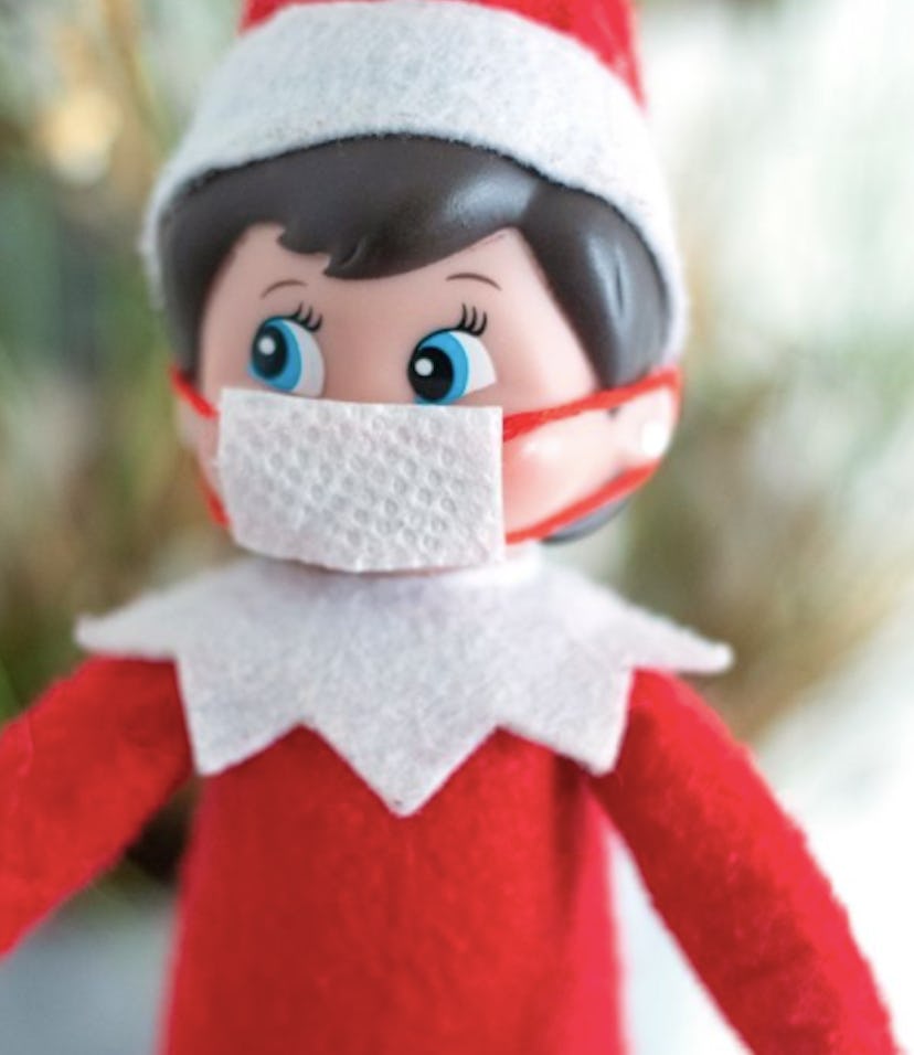Elf on the shelf wearing face mask
