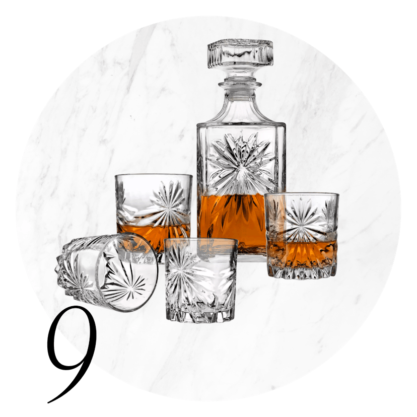 5-Piece Whiskey Decanter Set with Double Old Fashioned Glasses