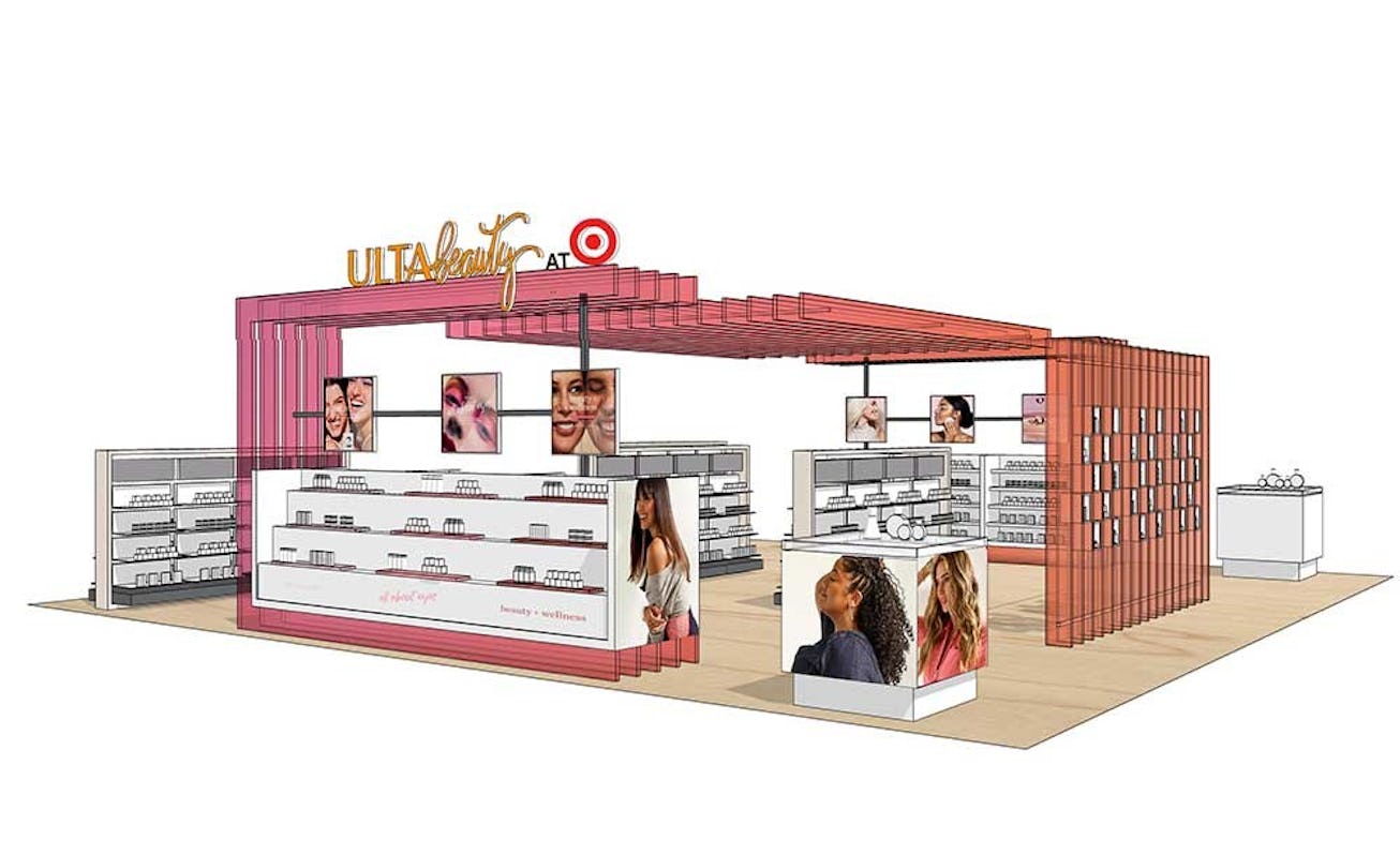 A rendering of an Ulta pop up that will be inside Target stores.