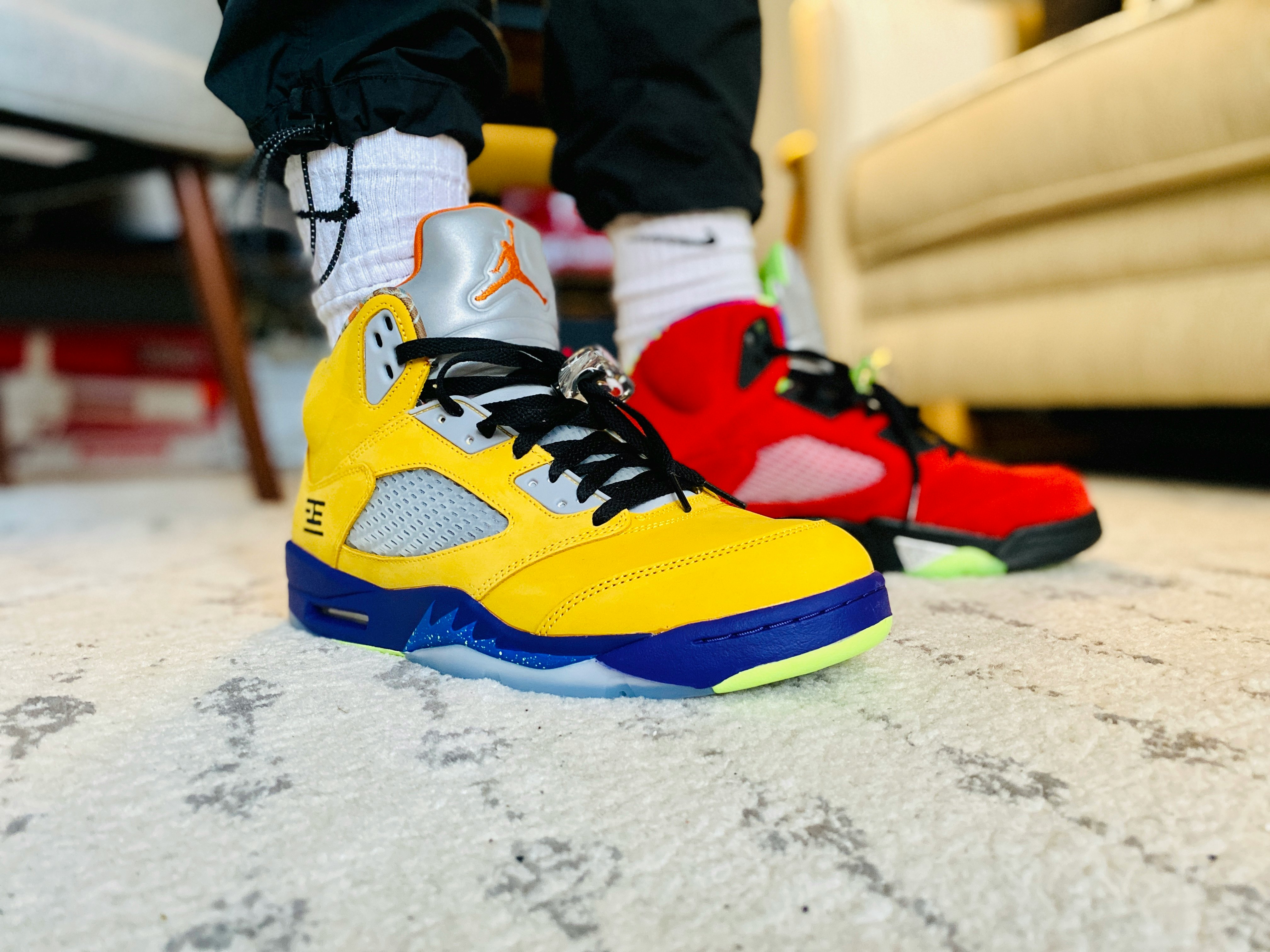 Wearing the Jordan 5 'What The': A mix 