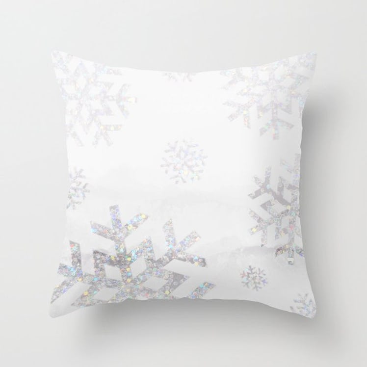 Snowflake Glitter Throw Pillow